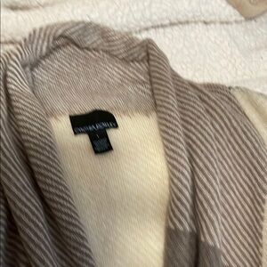 Cynthia Rowley shades of tans browns and black striped cardigan